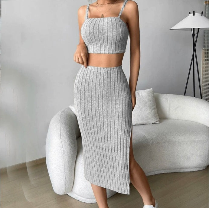 Ensemble femme débardeur moulant et jupe taille haute
