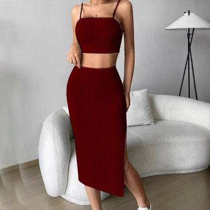 Ensemble femme débardeur moulant et jupe taille haute