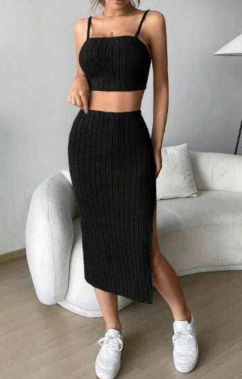 Ensemble femme débardeur moulant et jupe taille haute